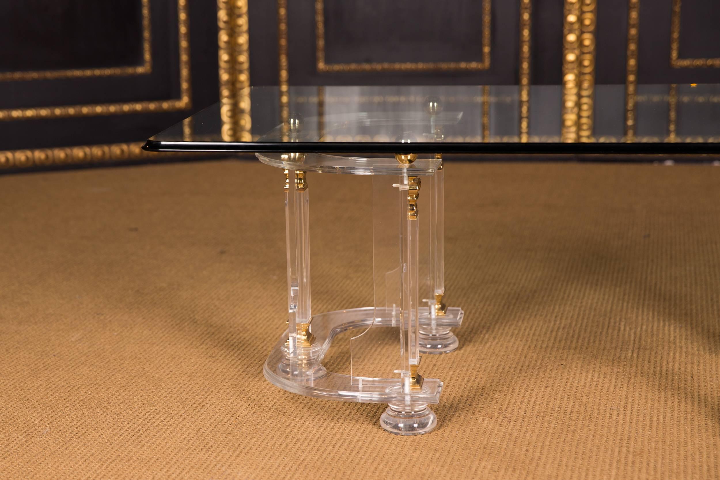 acrylic and gold coffee table