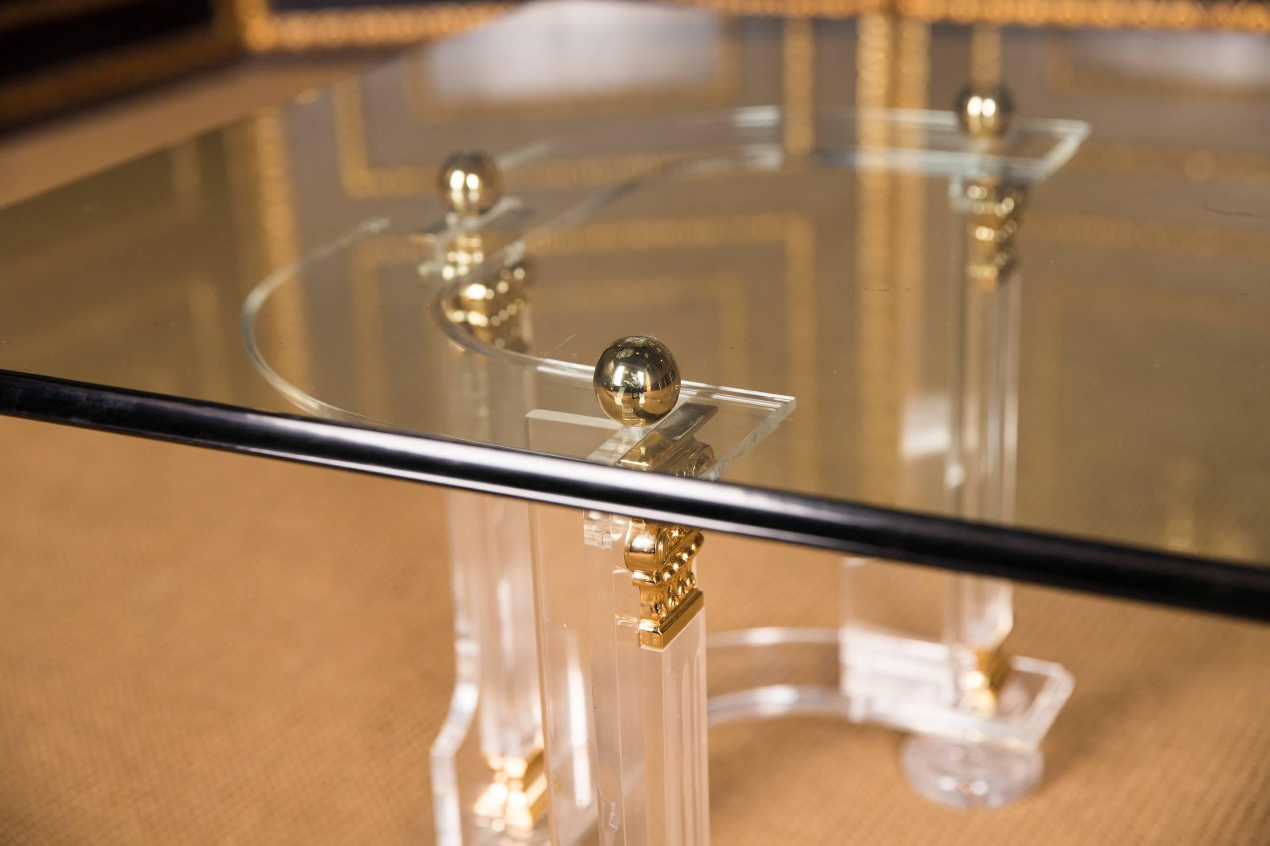 Italian 20th Century High Quality Acrylic Coffee Table with Gold Color