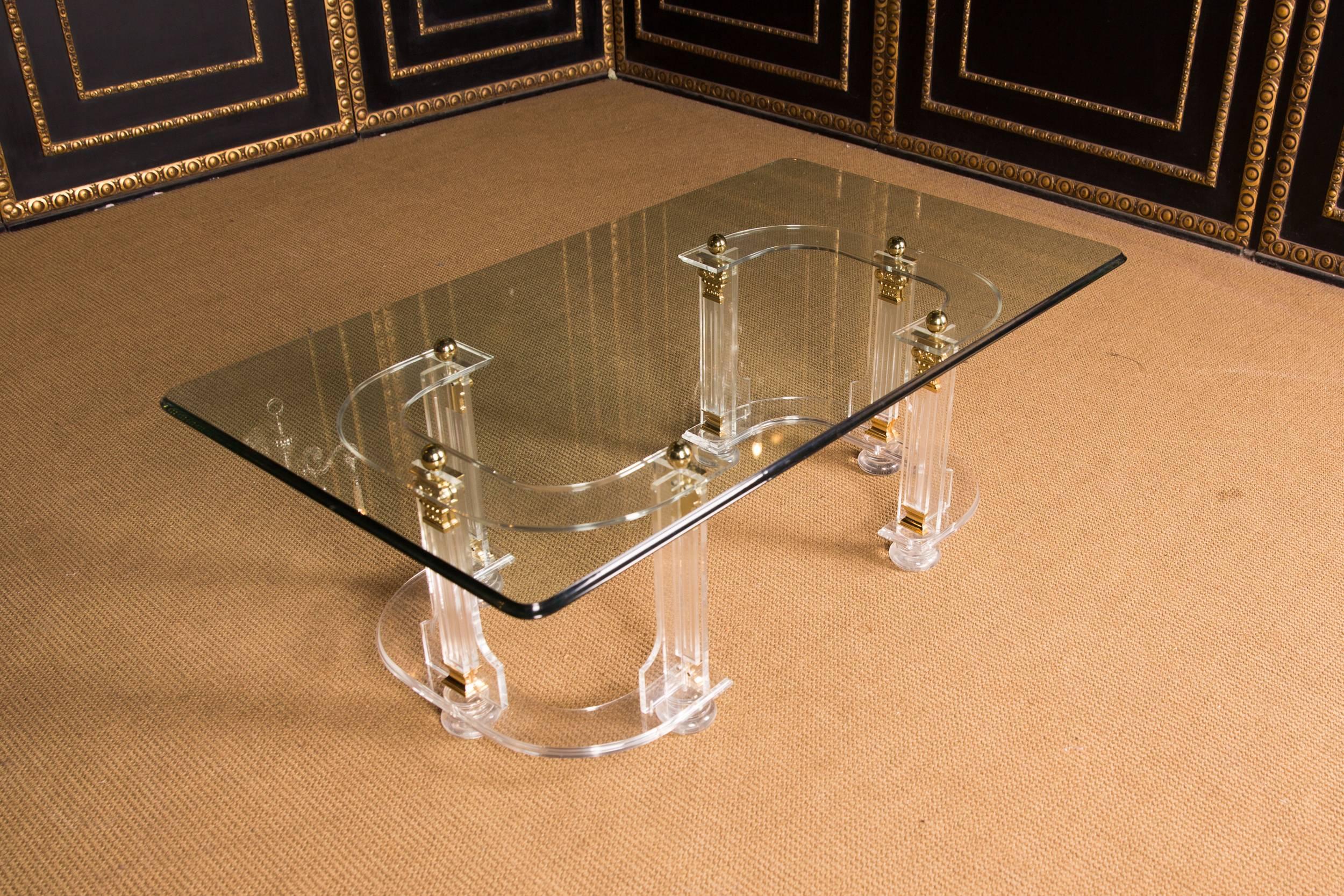 20th Century High Quality Acrylic Coffee Table with Gold Color In Good Condition In Berlin, DE