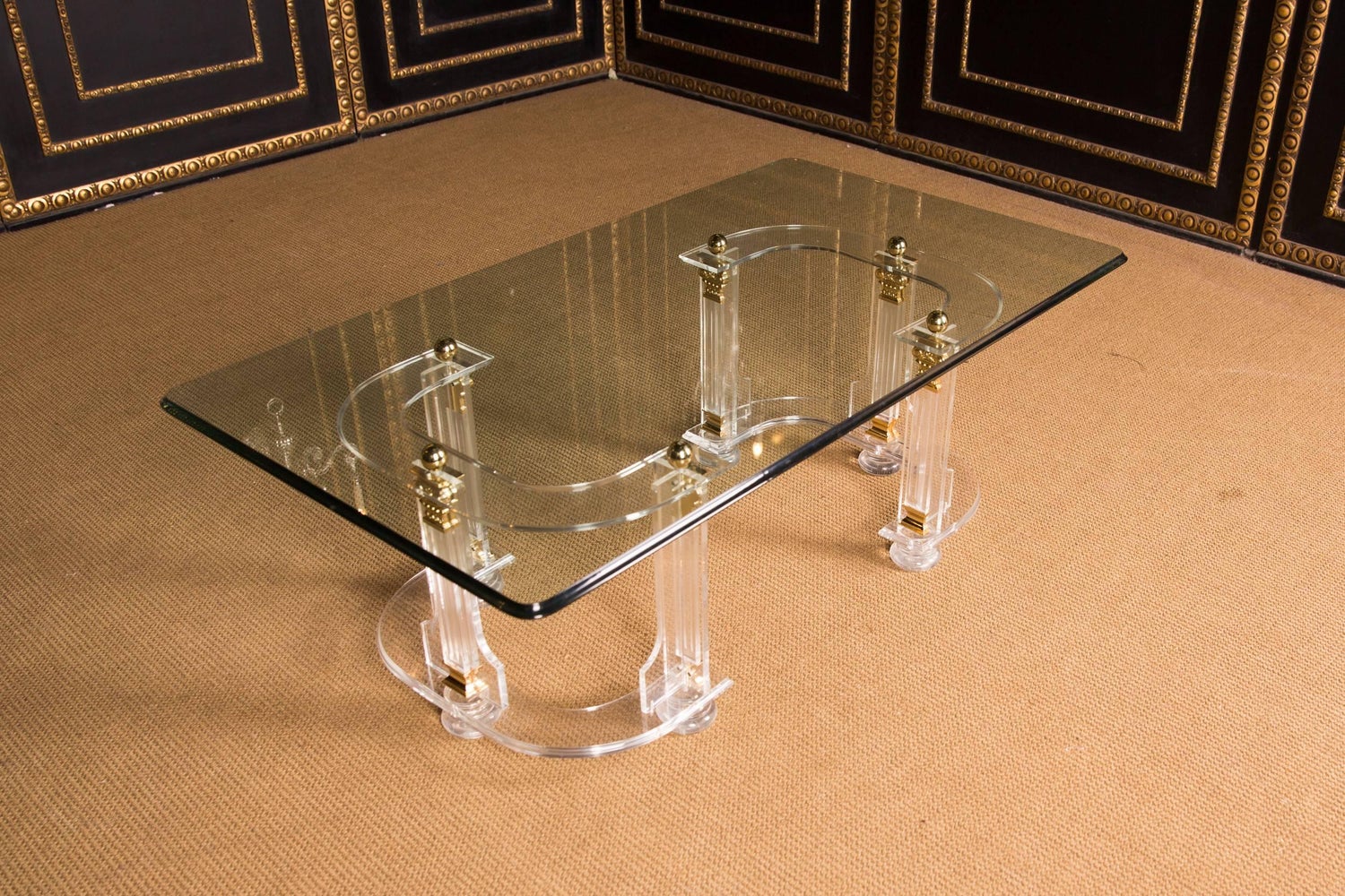 20th Century High Quality Acrylic Coffee Table With Gold Color For