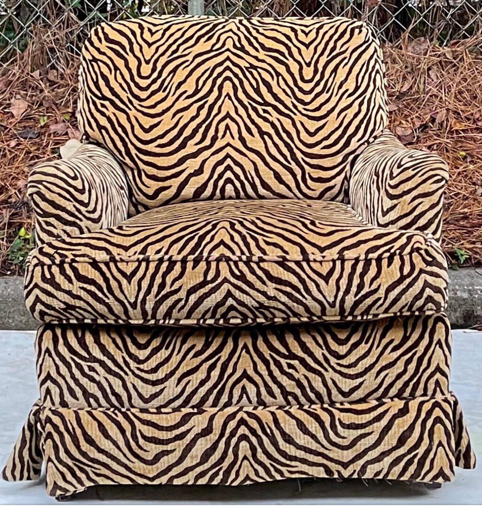 Upholstery 20th Century Highland House Club Chair in Tiger Fabric