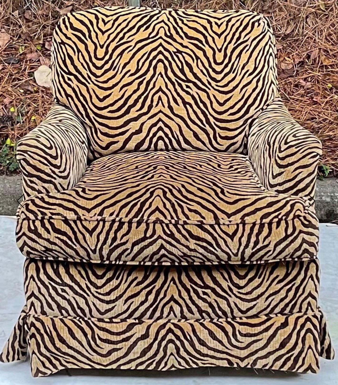 20th Century Highland House Club Chair in Tiger Fabric 1