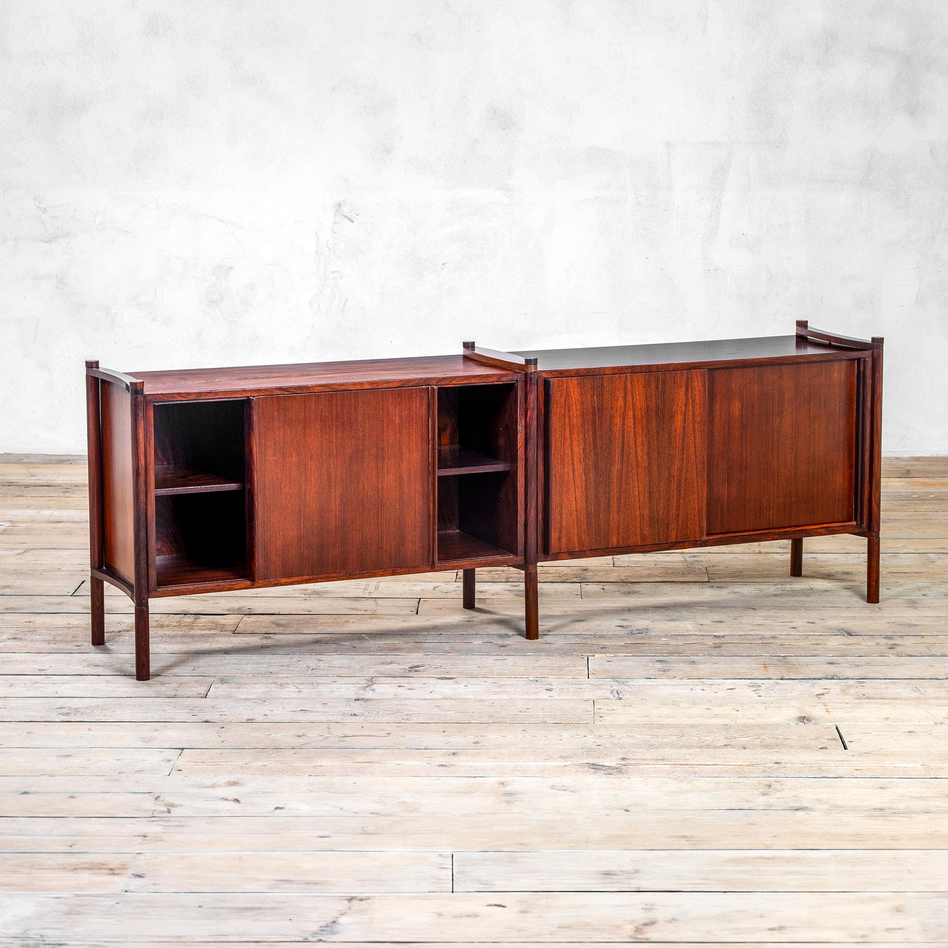 Mid-Century Modern 20e siècle Hirozi Fukuoh pour Gavina Cabinet double mod. Archimede Wood, années 1950  en vente