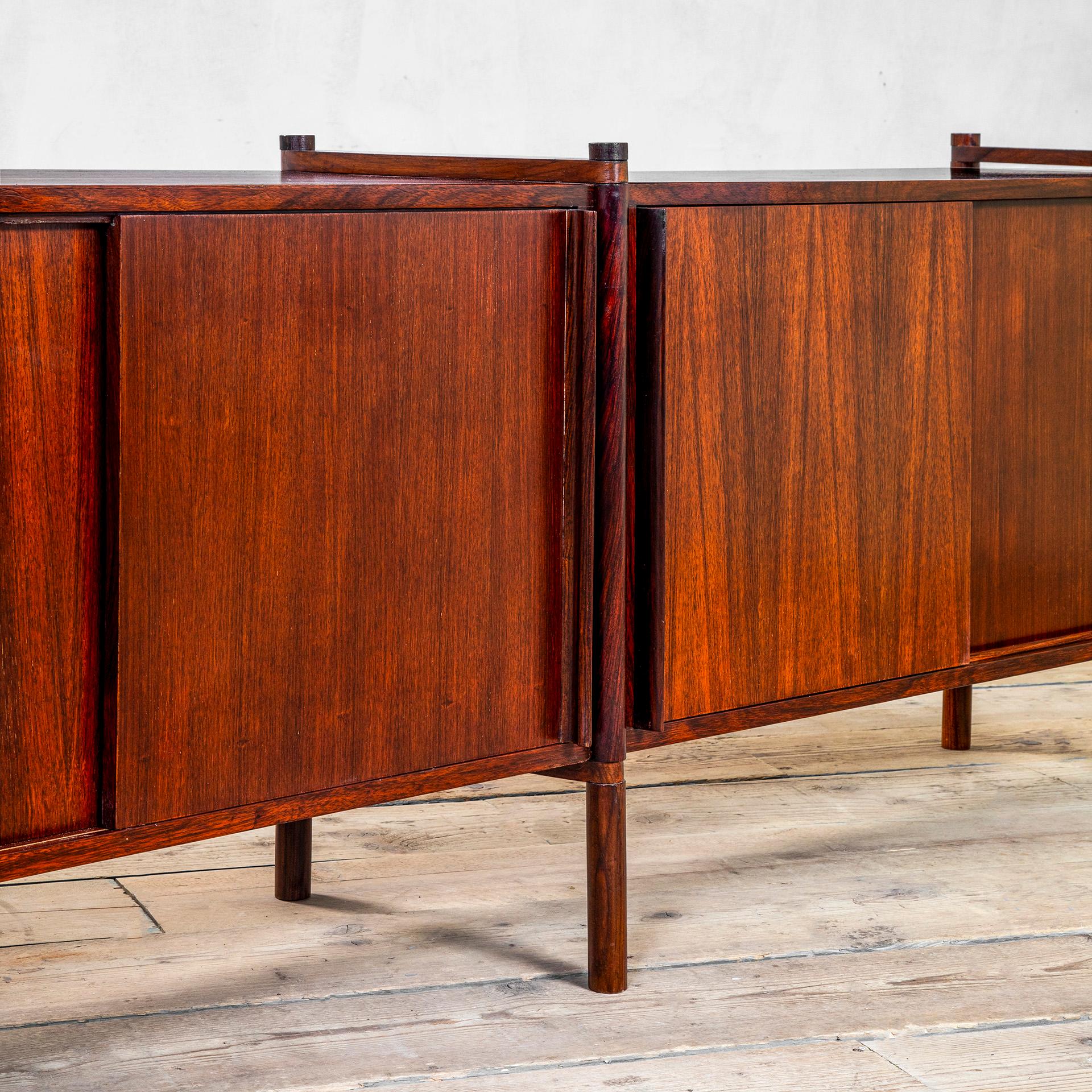 Italian 20th Century Hirozi Fukuoh for Gavina Double Cabinet mod. Archimede Wood, 1950s  For Sale