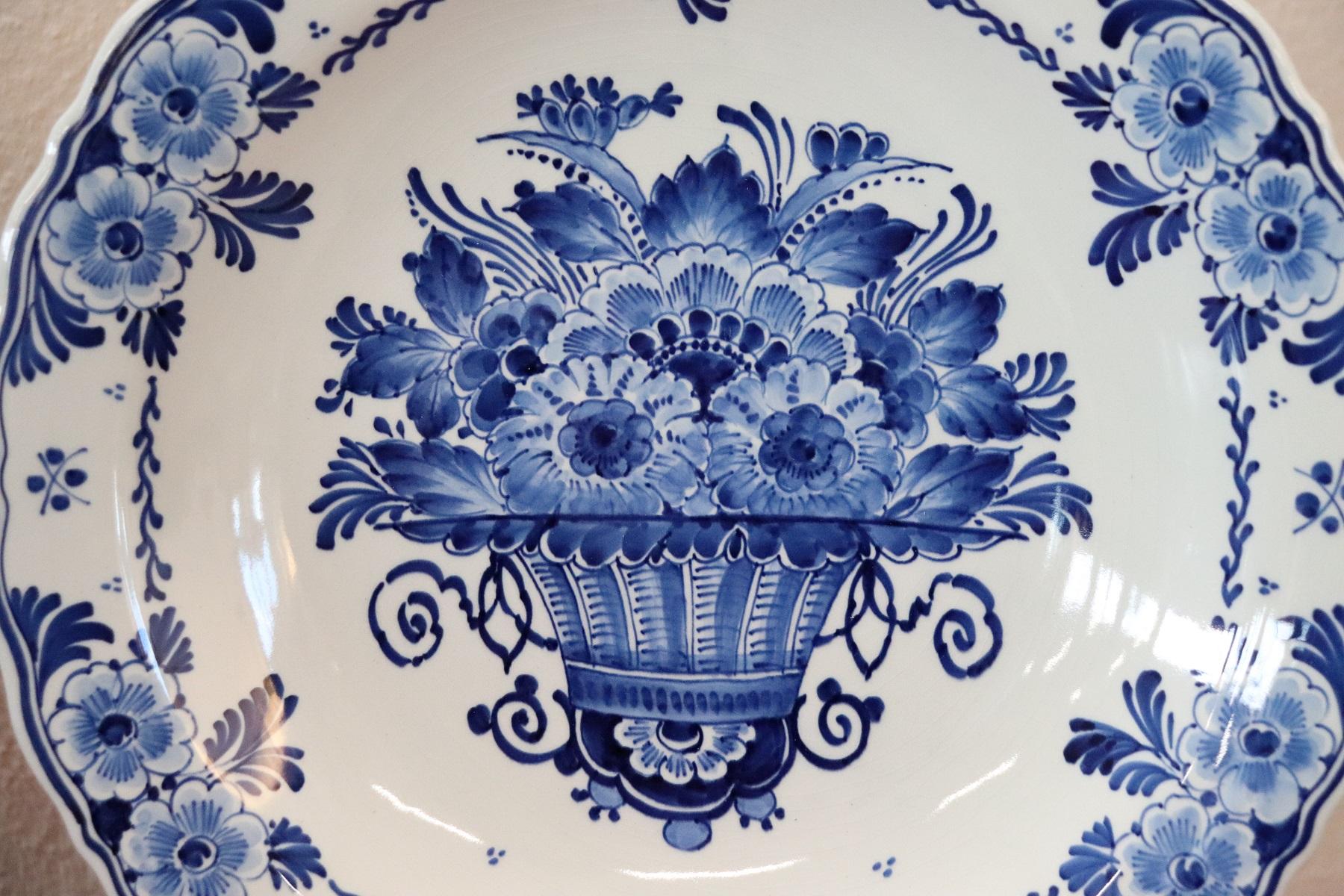 Unknown 20th Century Holland Ceramic Platters with Blue Floreal Decorations by Delft