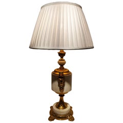 20th Century Hollywood Regency Bronze and Carrara Marble Lamp