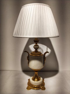 20th Century Hollywood Regency Bronze and Carrara Marble Lamp
