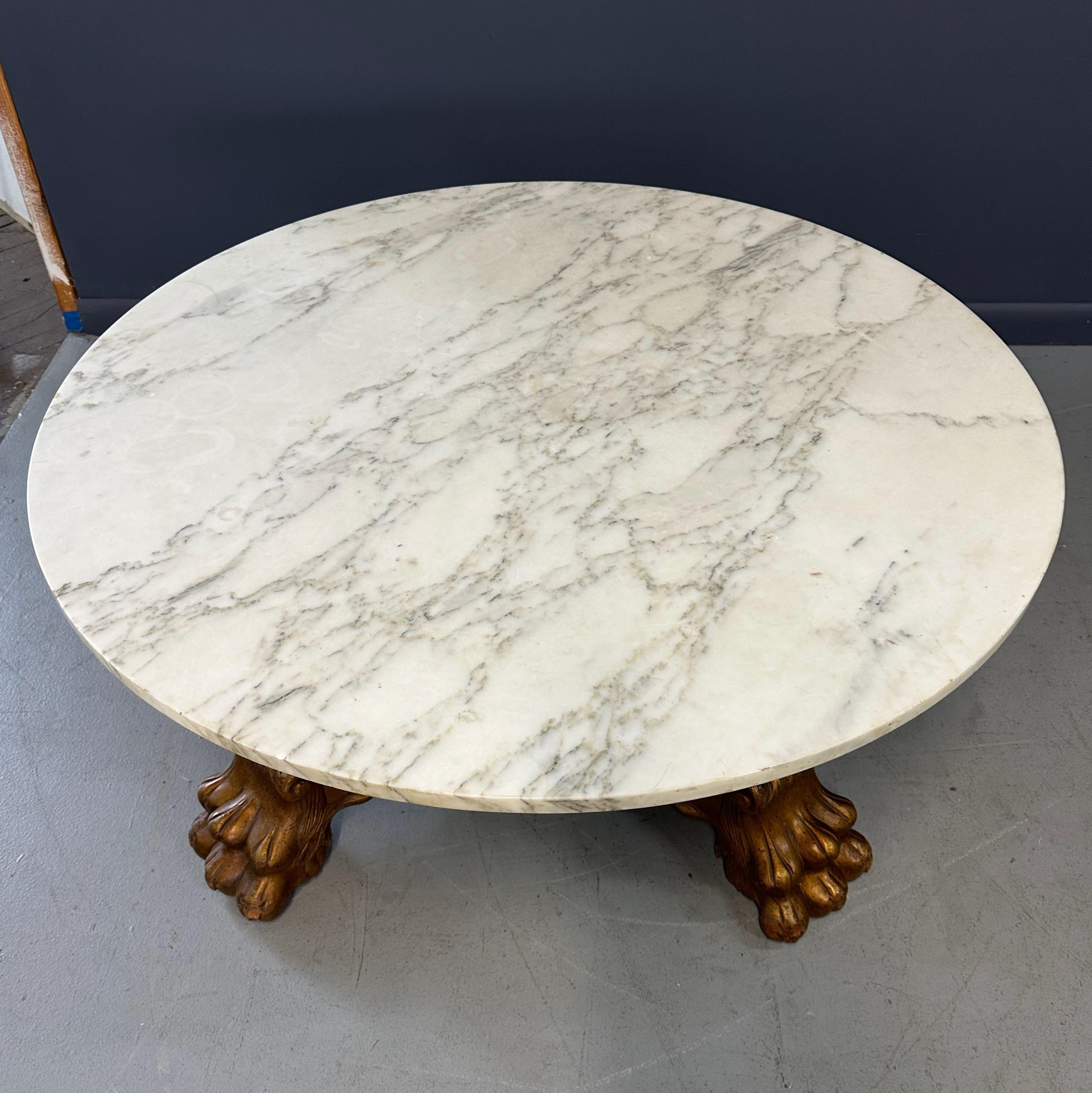 20th Century Hollywood Regency Coffee Table with Marble Top For Sale 1