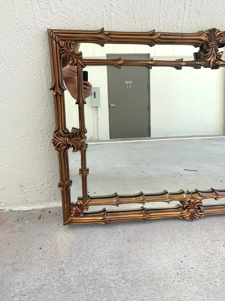 20th Century Hollywood Regency Gilt Wood Mirror Inspired by Serge Roche For Sale 4