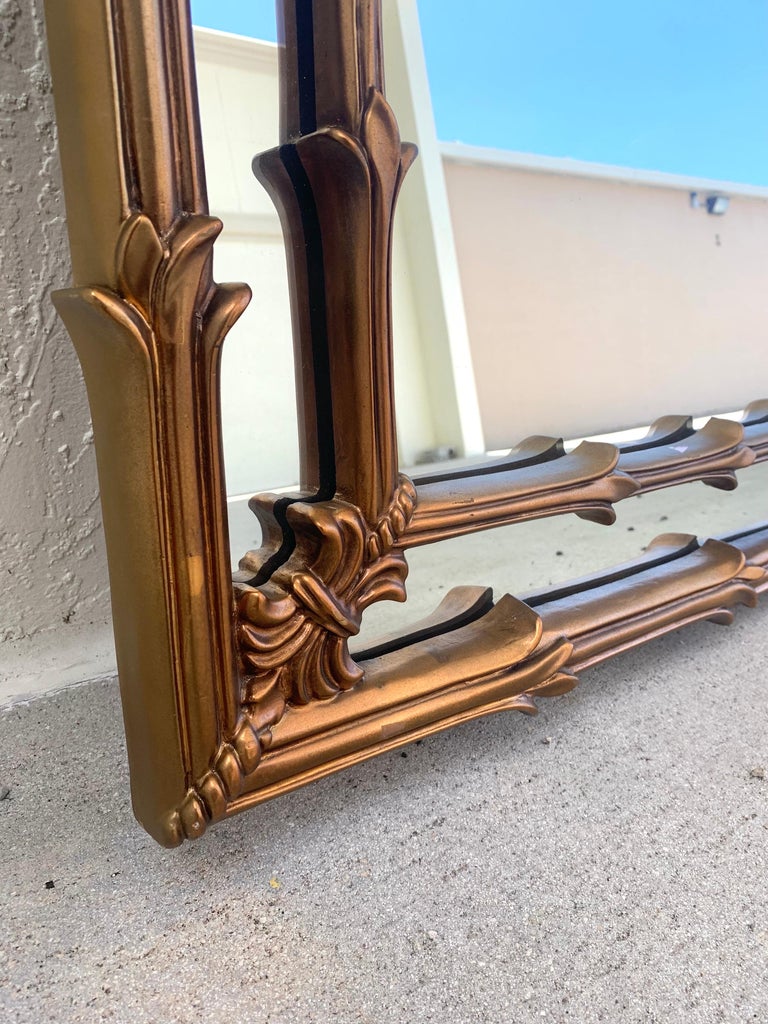 Giltwood 20th Century Hollywood Regency Gilt Wood Mirror Inspired by Serge Roche For Sale