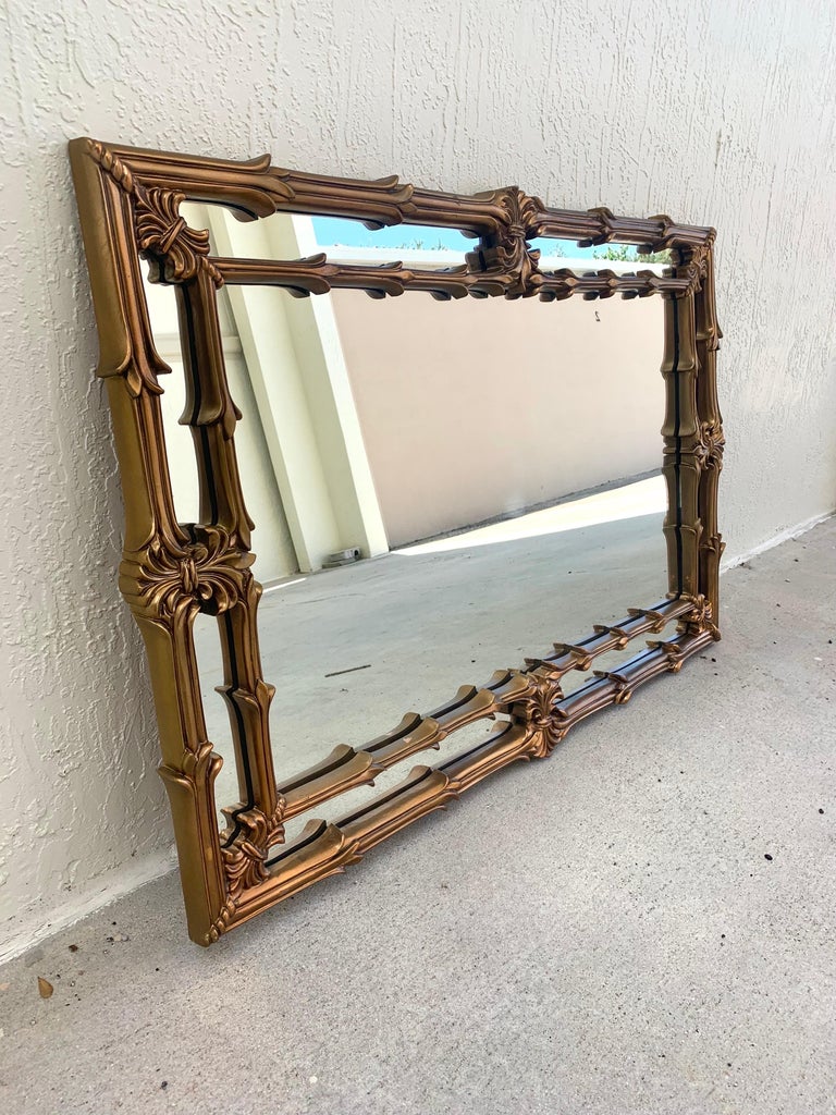 20th Century Hollywood Regency Gilt Wood Mirror Inspired by Serge Roche For Sale 2
