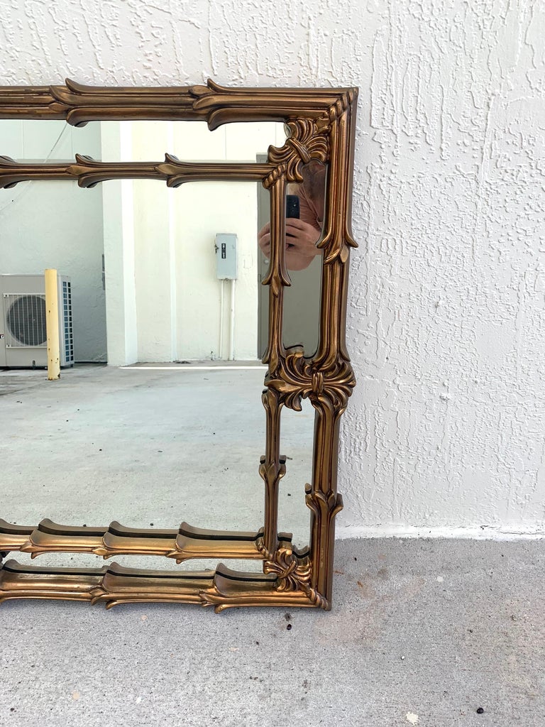 20th Century Hollywood Regency Gilt Wood Mirror Inspired by Serge Roche For Sale 3