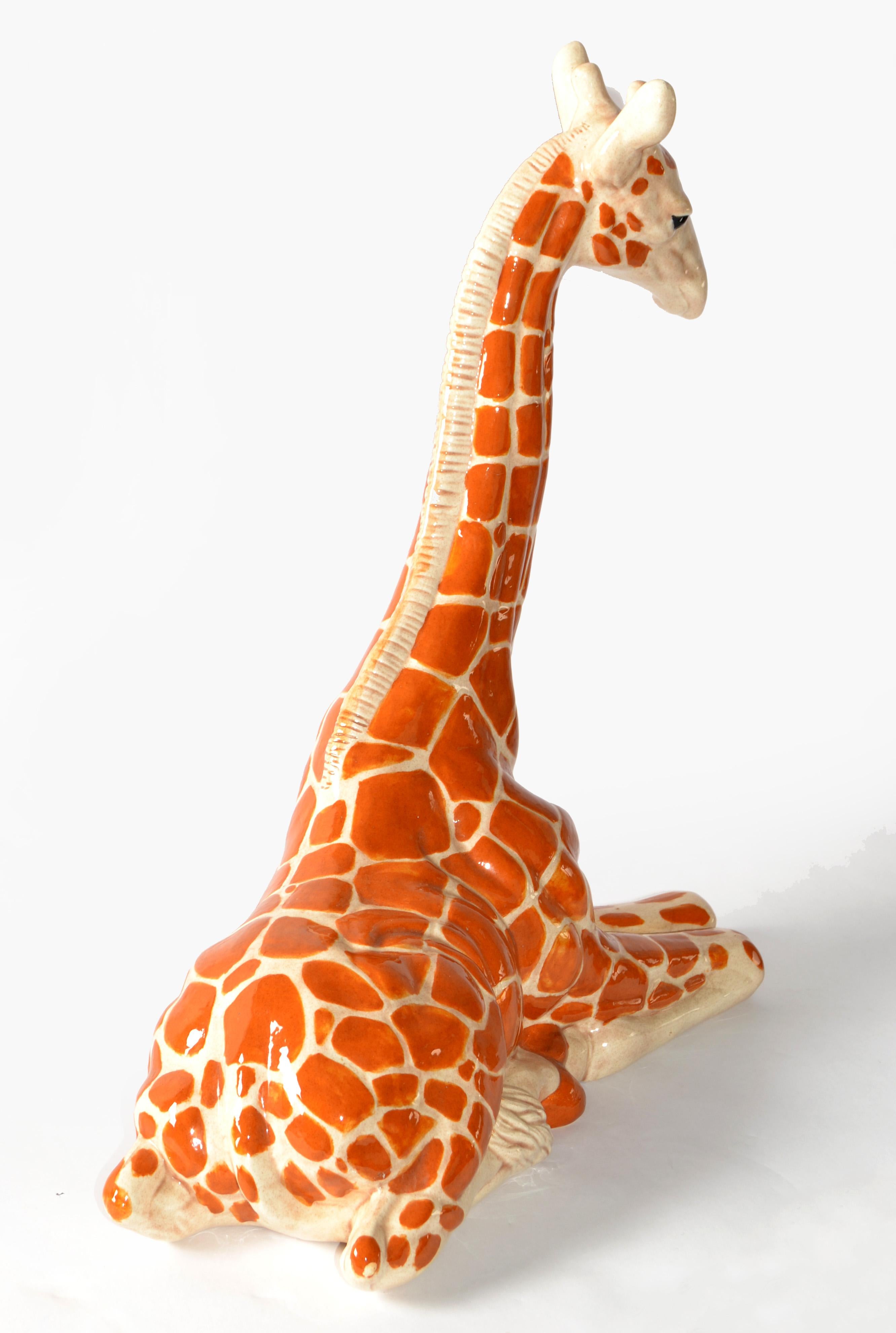 Sculpture de girafe en céramique 