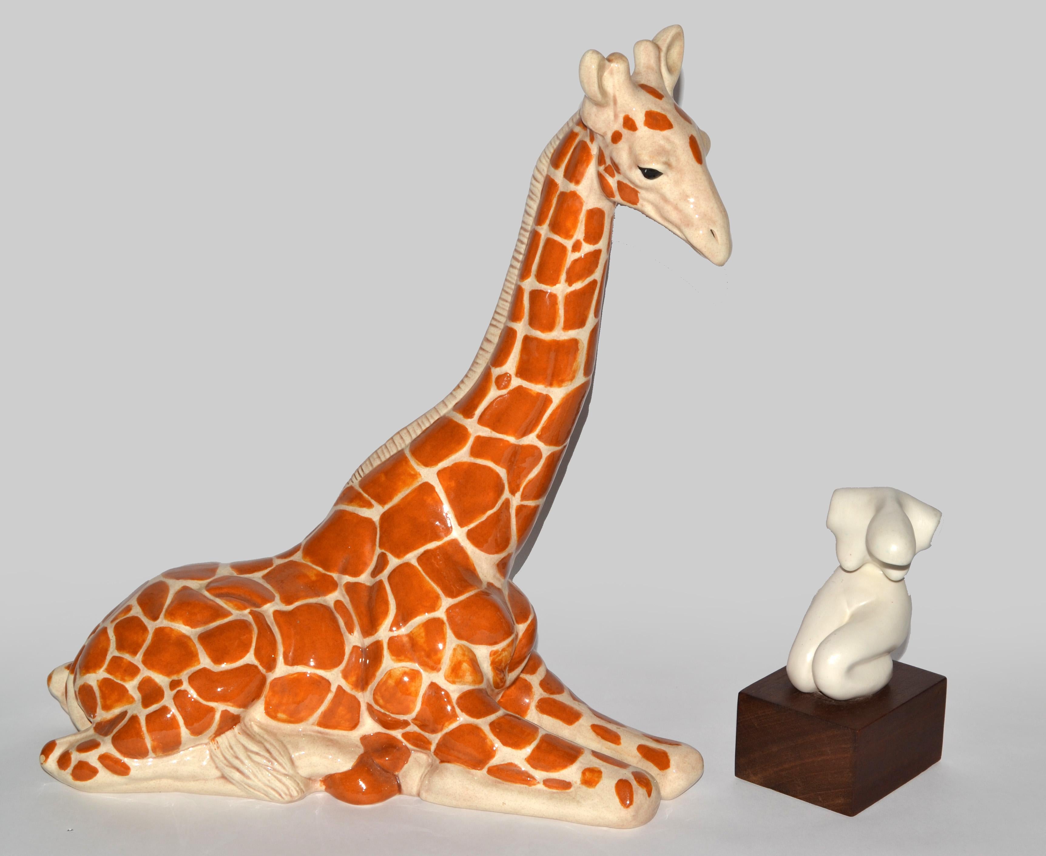 Sculpture de girafe en céramique 