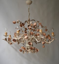 20th Century Hollywood Regency Style Chandelier with Pink Roses