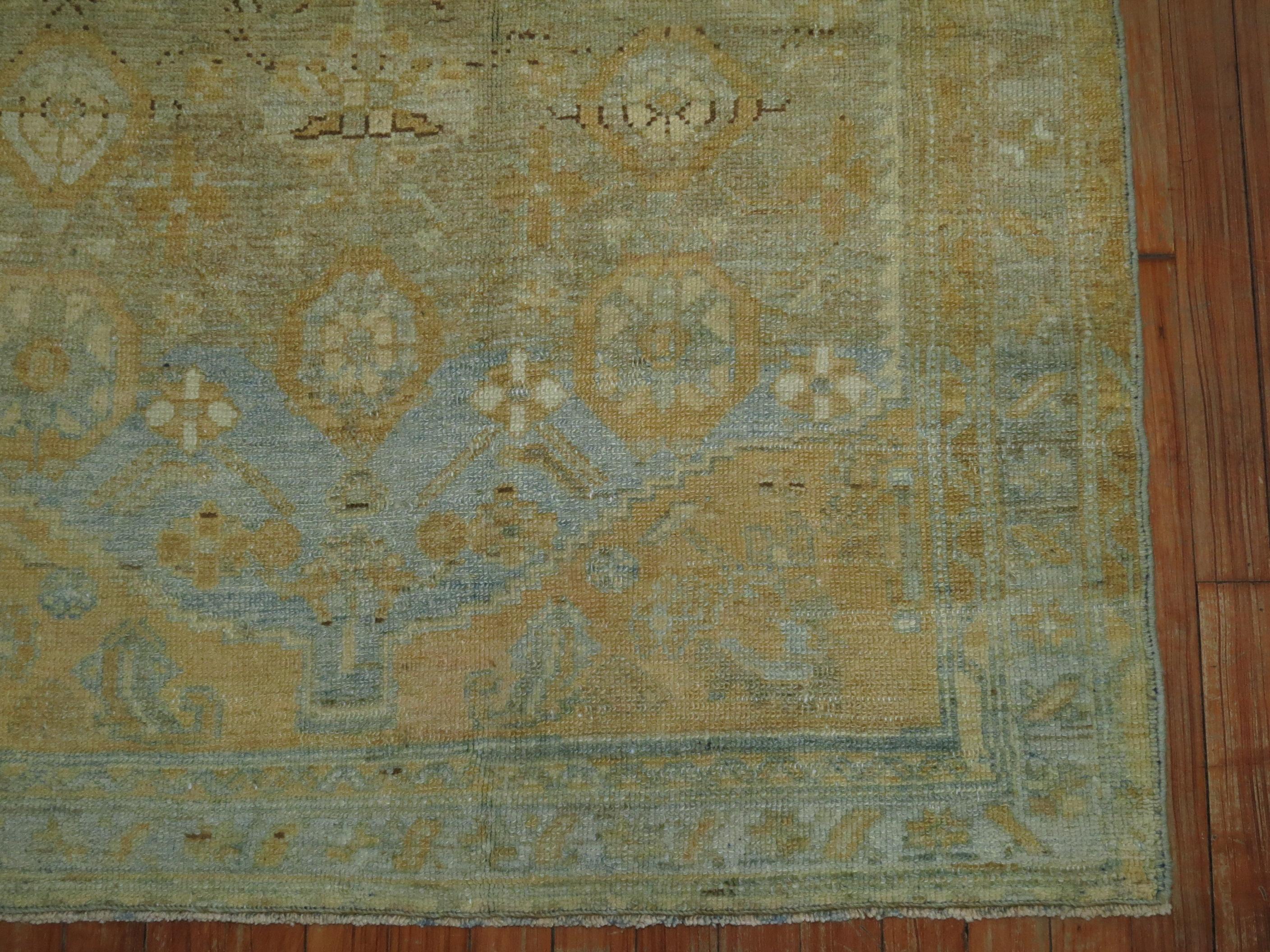 Hand-Woven 20th Century Honey Tone Persian Malayer Scatter Square Rug For Sale