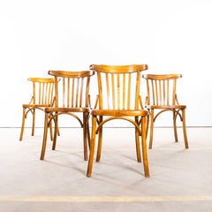 20th Century Honey Walnut Contemporary Café Chairs - Set Of Four