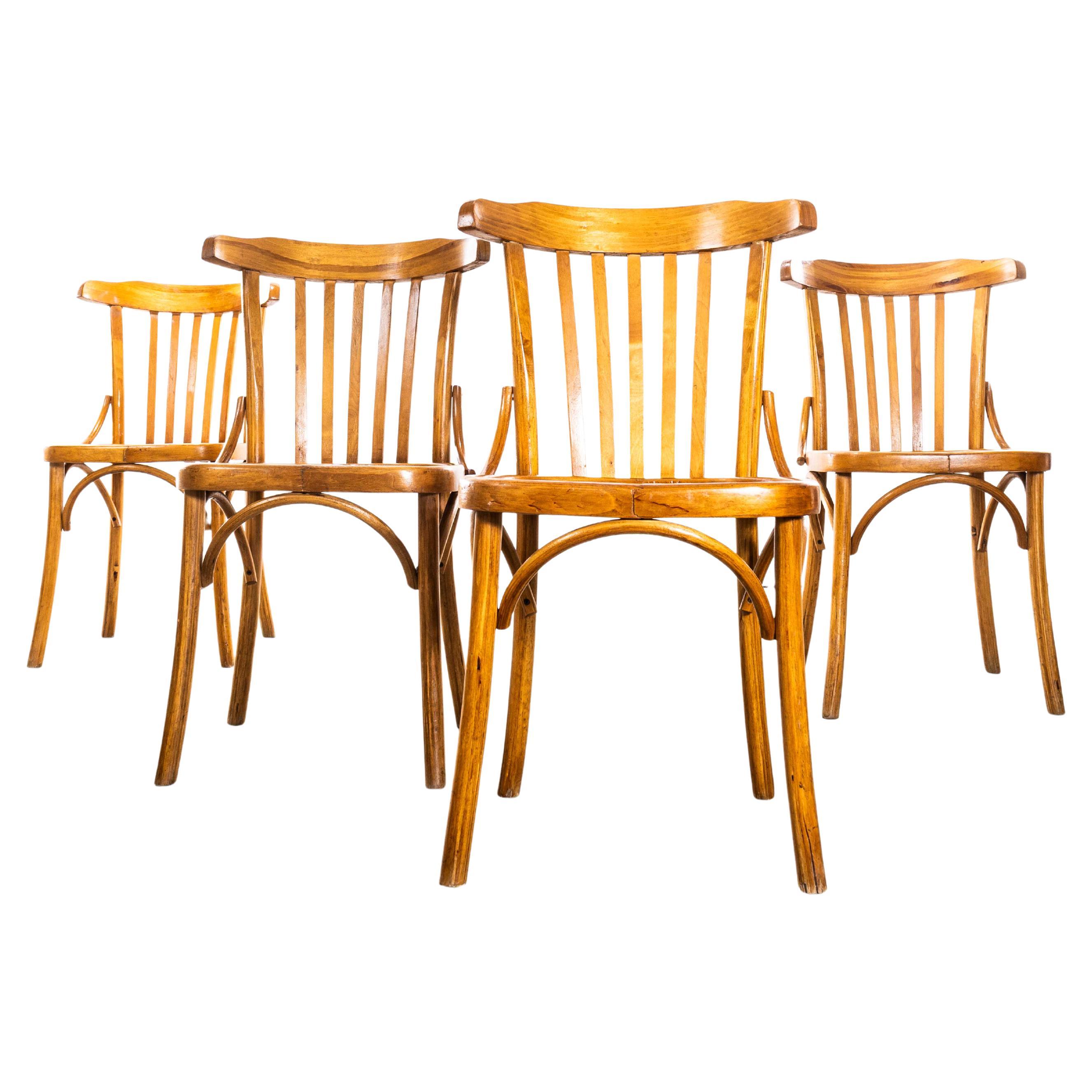 20th Century Honey Walnut Contemporary Café Chairs - Set Of Four For Sale