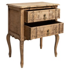 Honey Oak Louis XV Nightstand, Antique French Design, 2 Drawers