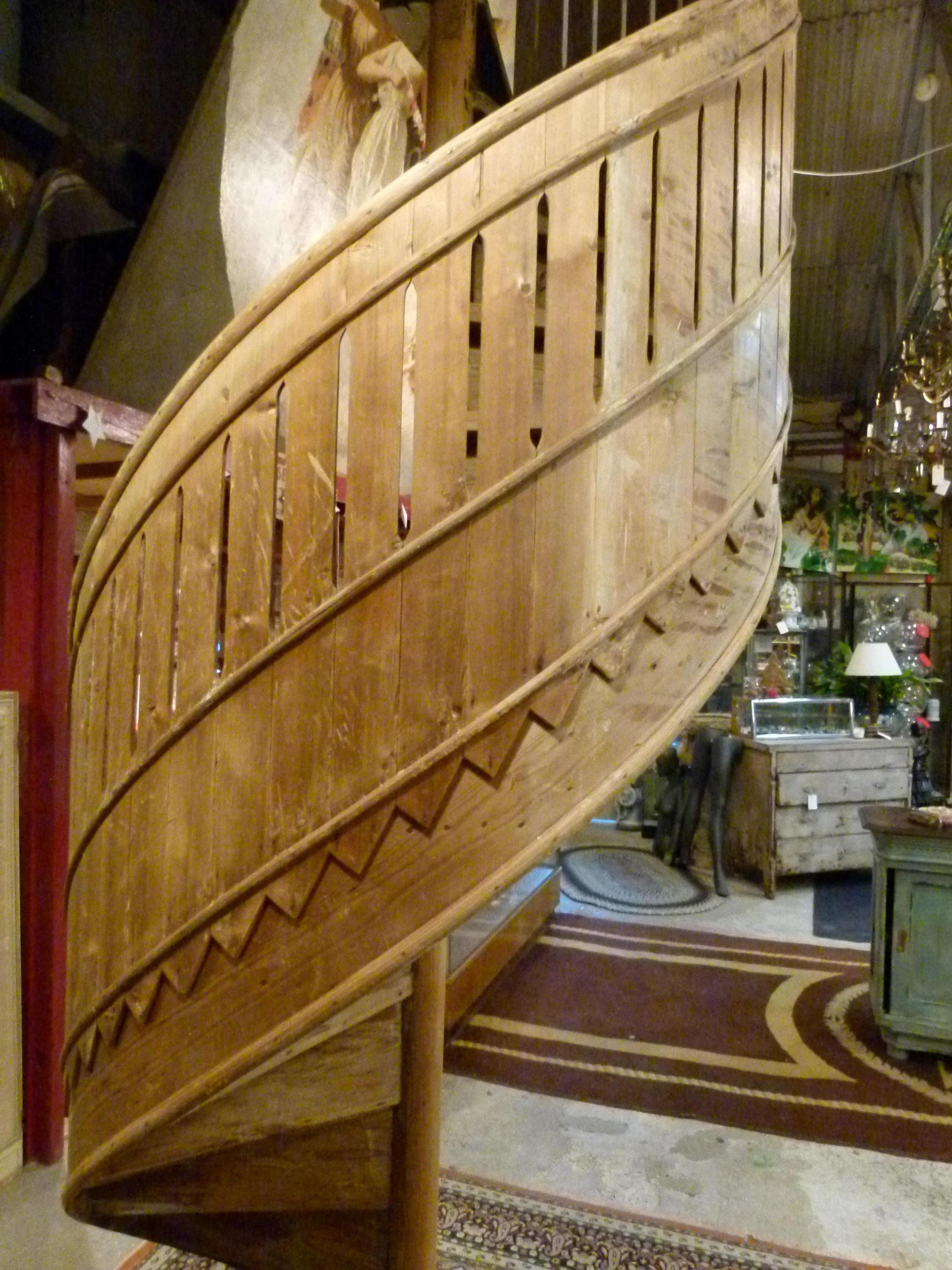 Wood 20th Century Melis Pine Spanish Spiral Staircase