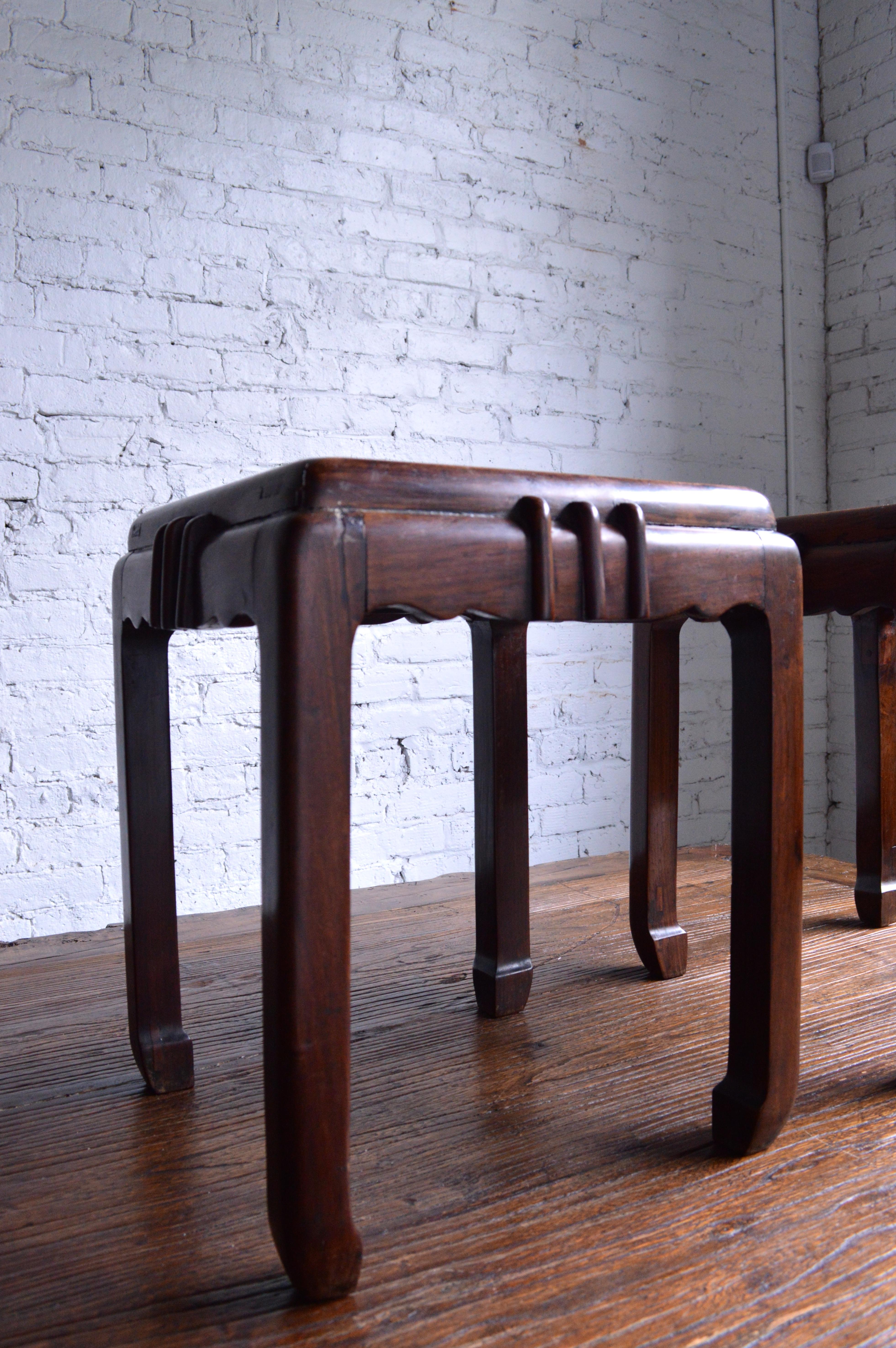 Early 20th Century 20th Century Huali and Marble Stools For Sale