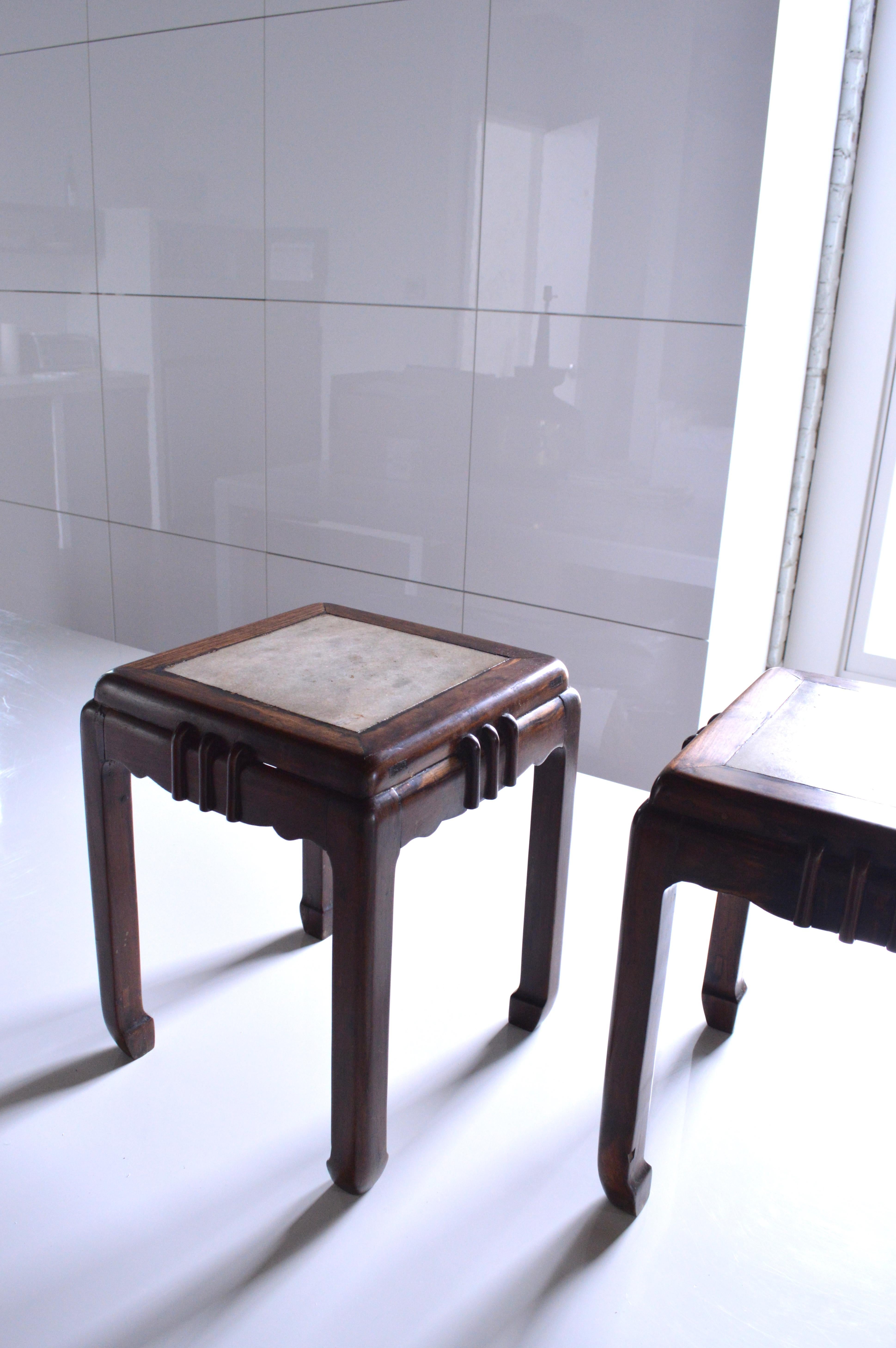20th Century Huali and Marble Stools For Sale 1