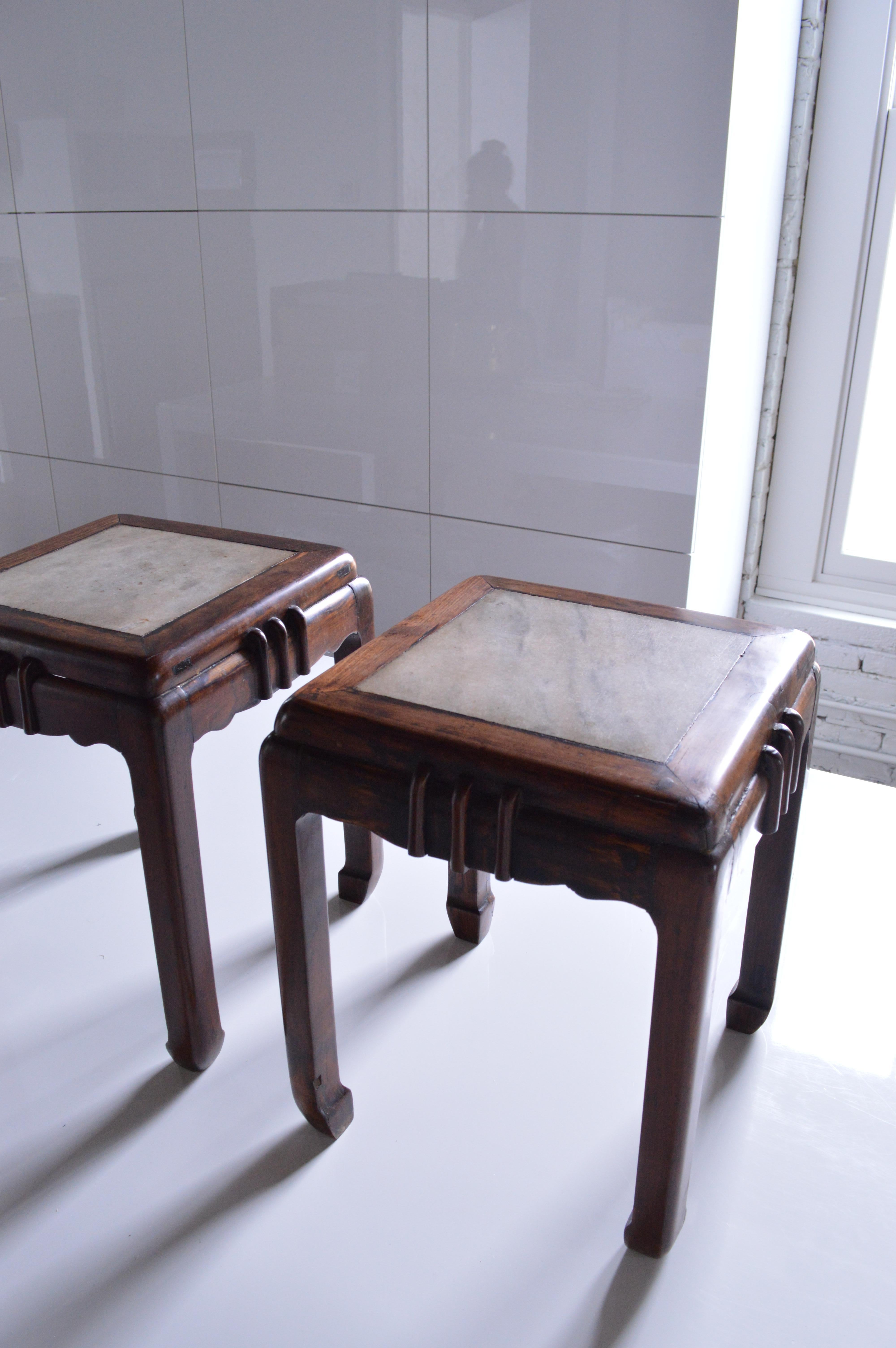 20th Century Huali and Marble Stools For Sale 2