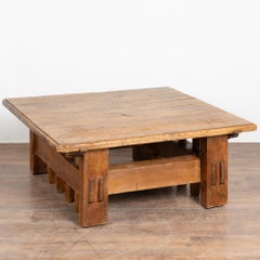 20th Century Hungarian Rustic Square Coffee Table with Vice Base