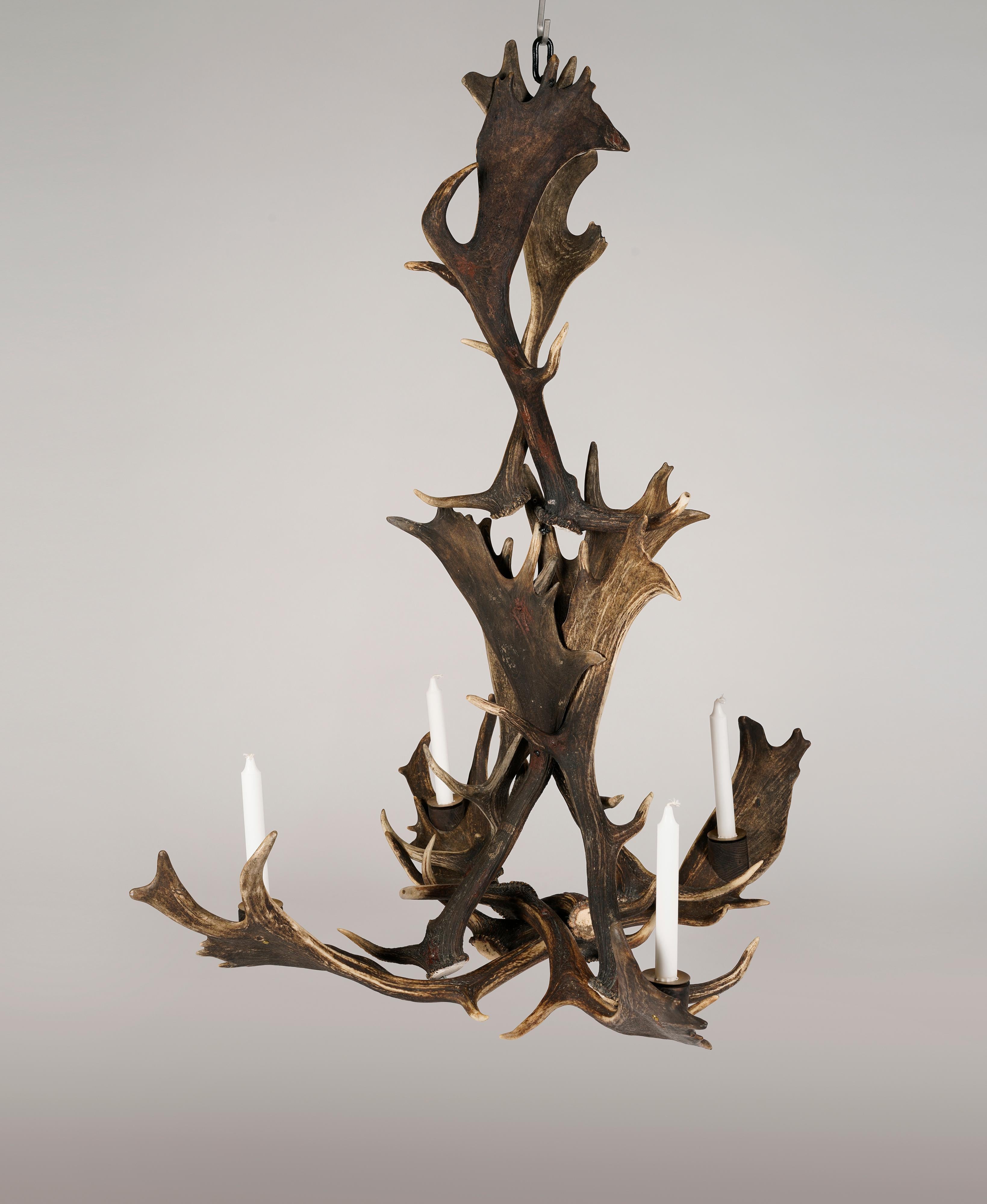 Brutalist 20th Century Hunter´s Chandelier, Sweden For Sale