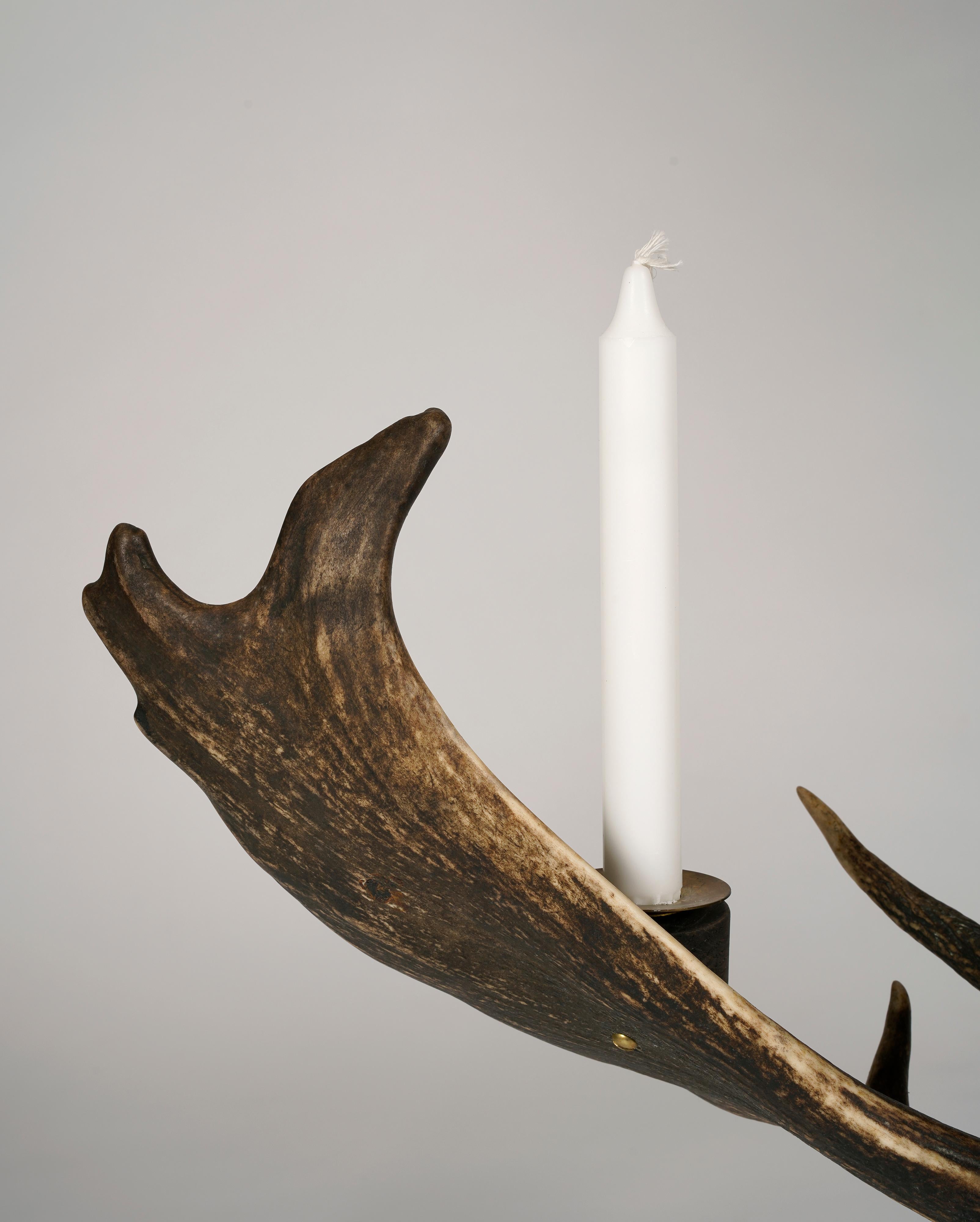 Hand-Crafted 20th Century Hunter´s Chandelier, Sweden For Sale