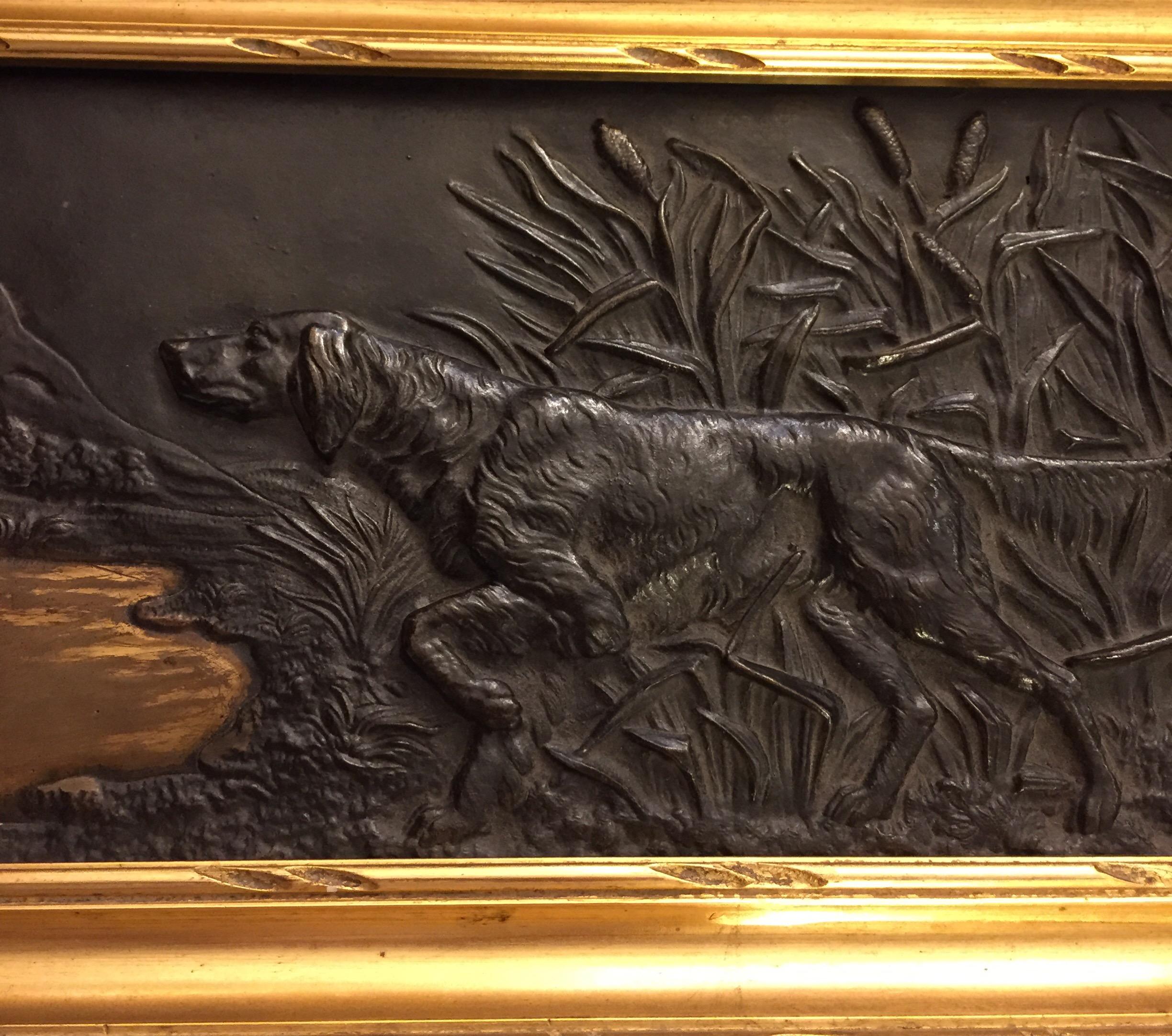 20th Century Hunting Setter Dog on Point French Copper Relief Plaque 6