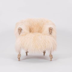 20th Century Icelandic Sheepskin Fournier Style Rope Bergère Chair