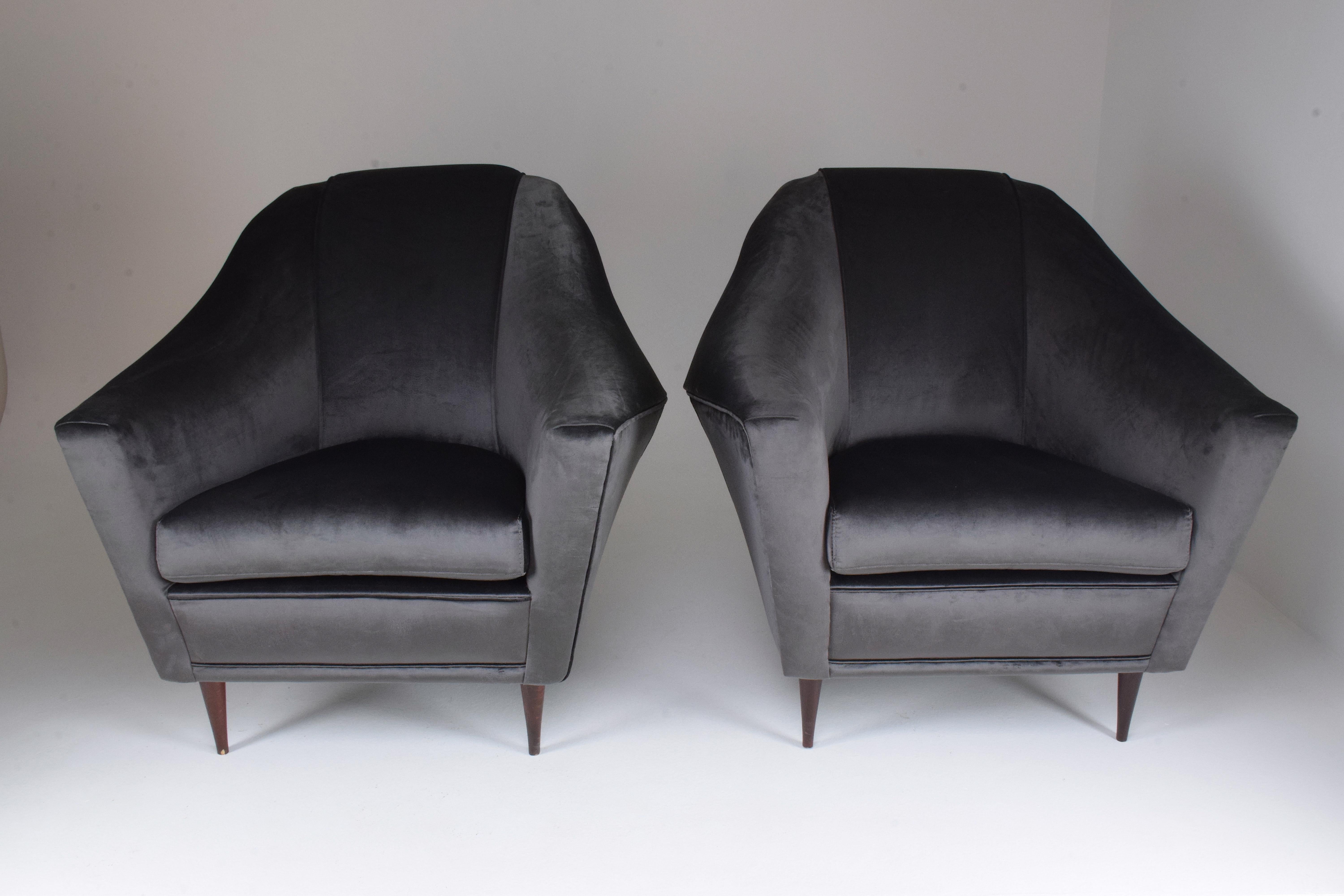 Mid-Century Modern 20th Century Ico Parisi Armchairs for Ariberto Colombo, Set of Two, 1950s For Sale