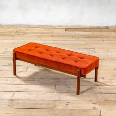 20th Century, Ico Parisi Bench with Wooden Structure and Fabric Seating, 60s