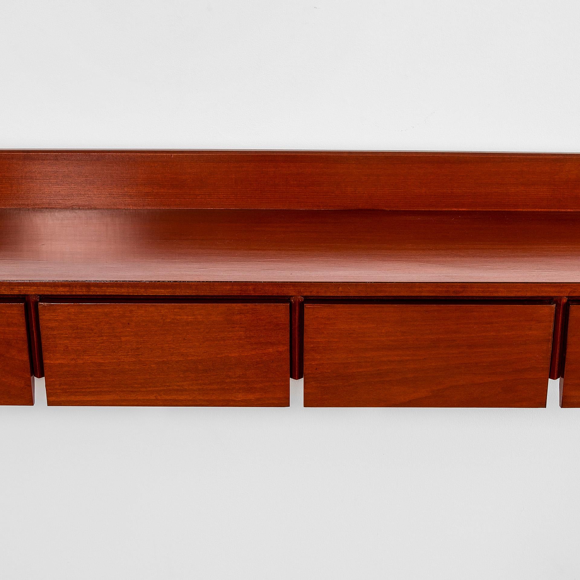 Mid-Century Modern 20th Century Ico Parisi Brugnoli Mobili Hanging Console in Wood, 1960s For Sale