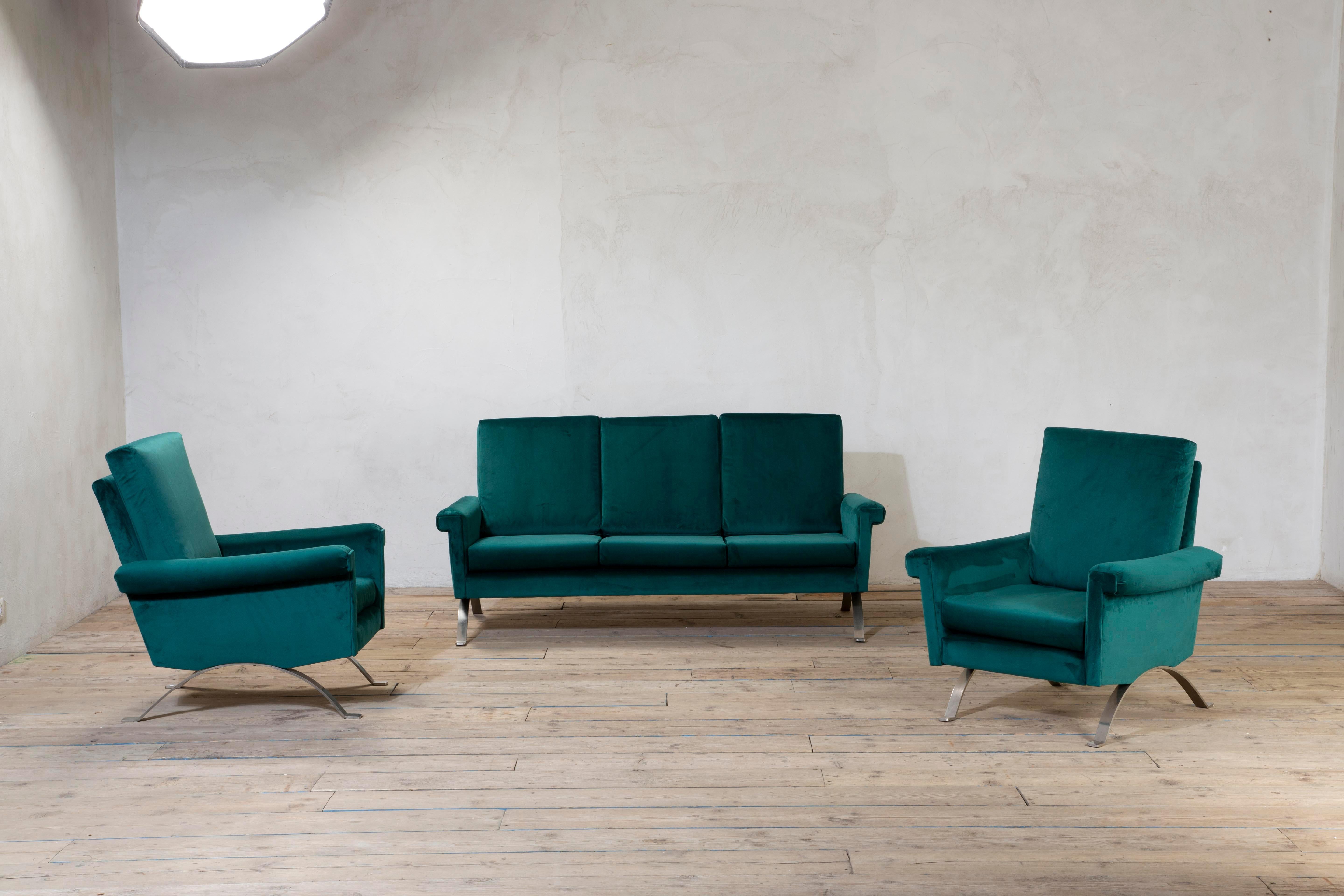 20e siècle, Ico Parisi for Cassina Canapé en velours bleu mod. 975 en vente 7