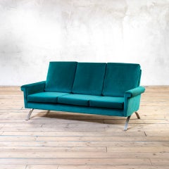 20th Century, Ico Parisi for Cassina Blue Velvet Sofa mod. 975