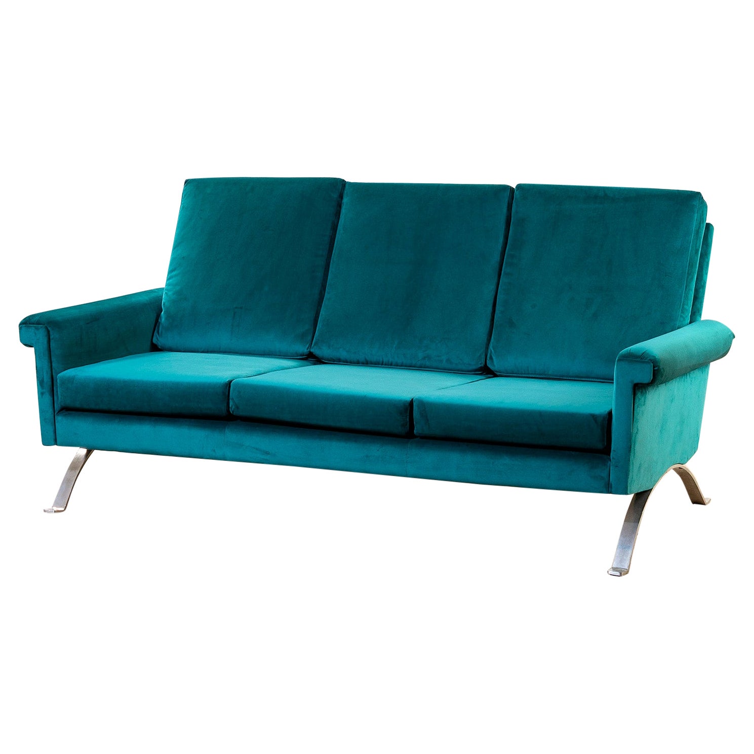 siglo XX, Ico Parisi para Cassina Sofá de terciopelo azul mod. 975