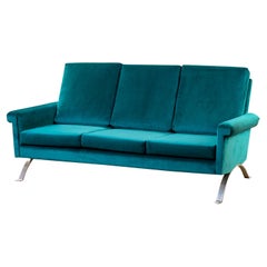 siglo XX, Ico Parisi para Cassina Sofá de terciopelo azul mod. 975