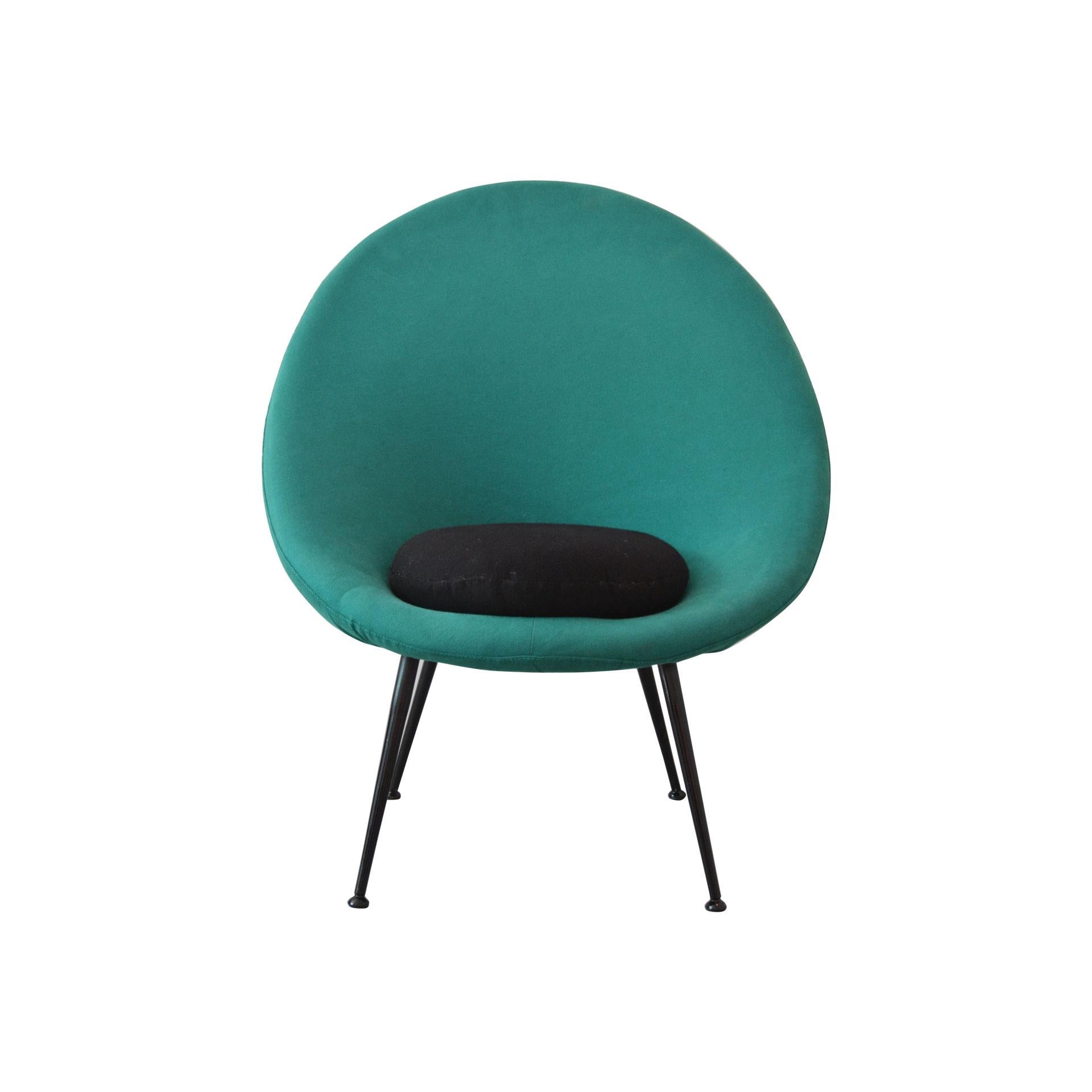 Mid-Century Modern 20th Century Ico Parisi 'in the style of' Round Armchair with Green Upholstery