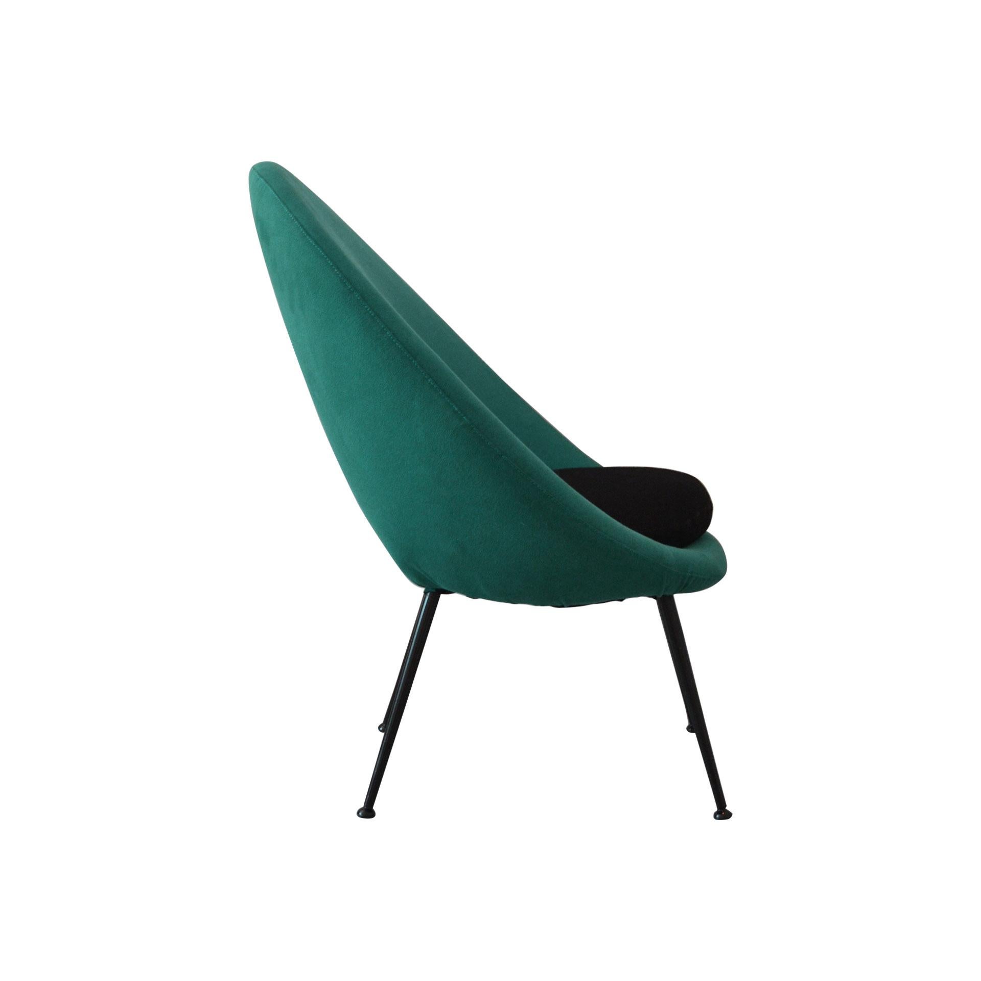 Lacquered 20th Century Ico Parisi 'in the style of' Round Armchair with Green Upholstery