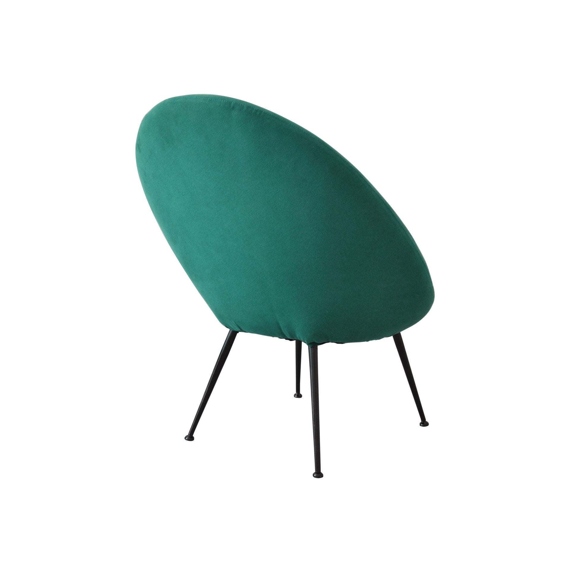 20th Century Ico Parisi 'in the style of' Round Armchair with Green Upholstery In Fair Condition In Turin, Turin