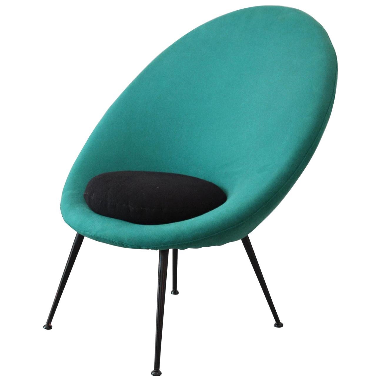 20th Century Ico Parisi 'in the style of' Round Armchair with Green Upholstery