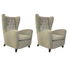 20th Century Ico Parisi Pair Armchair Ariberto Colombo Cantù 50s Bergère Grey