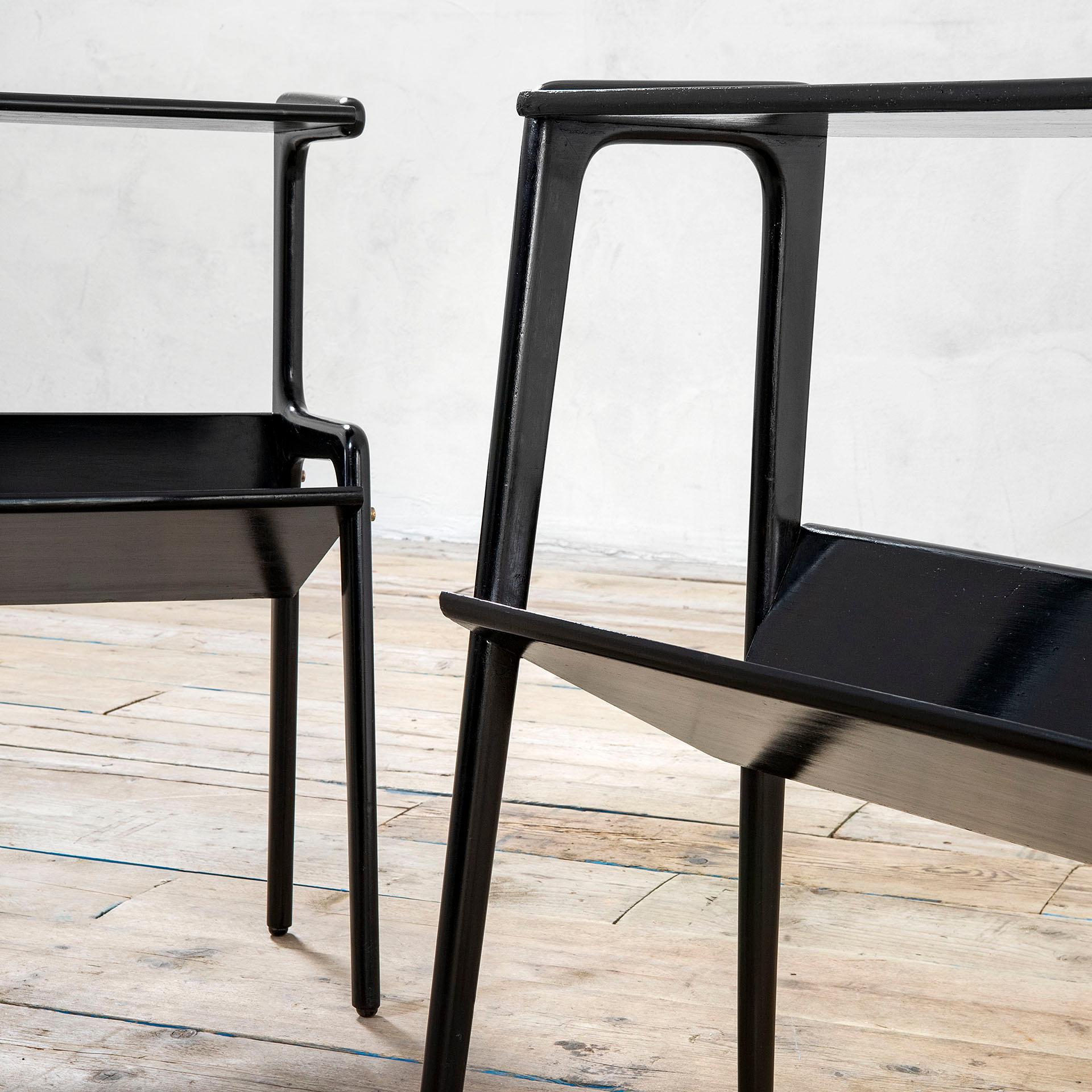 20th Century Ico Parisi Pair of Magazine Racks in Black Lacquered Wood, 1950s In Good Condition For Sale In Turin, Turin