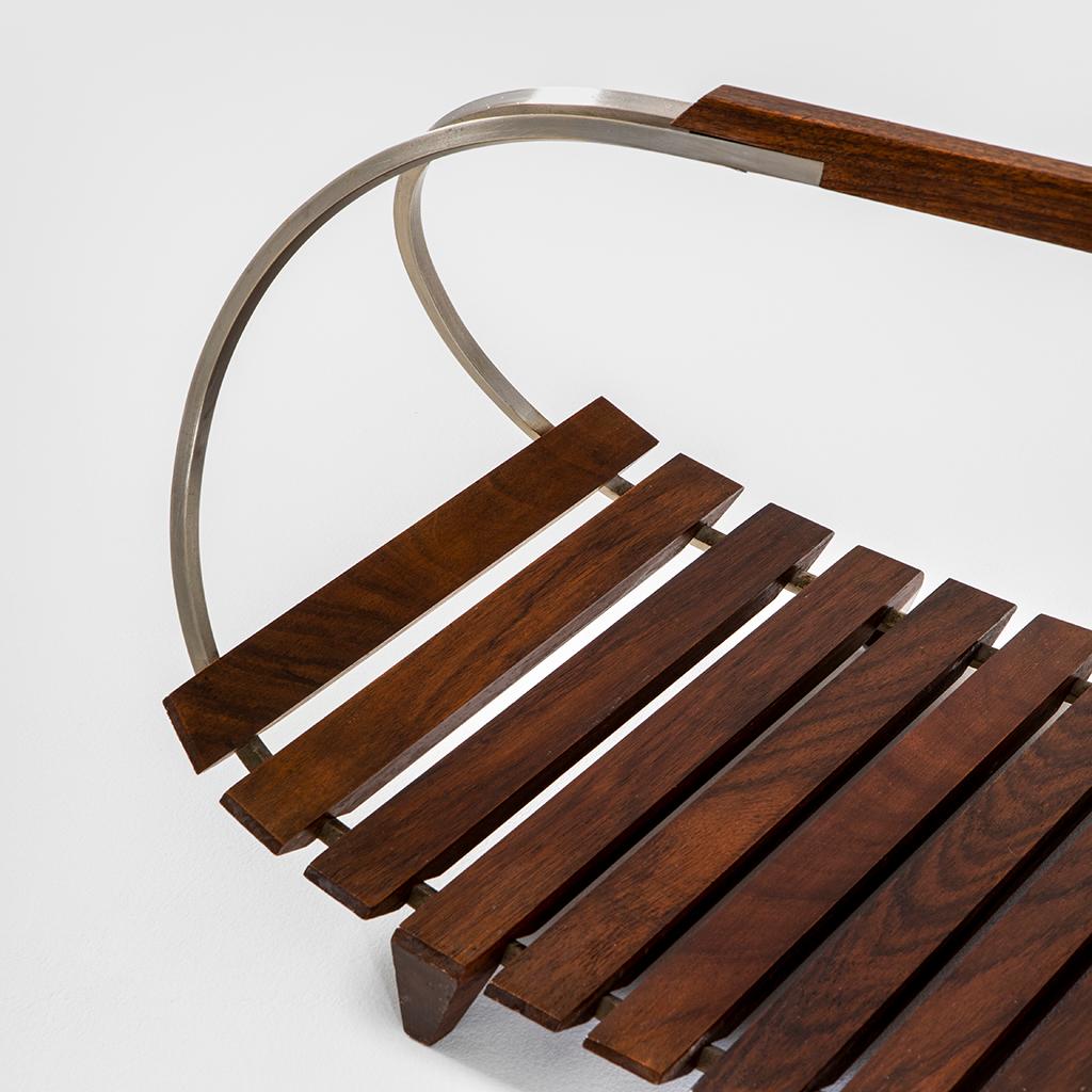 20th Century Ico Parisi Stildomus Magazine Rack in Wood and Nickeled Brass 1