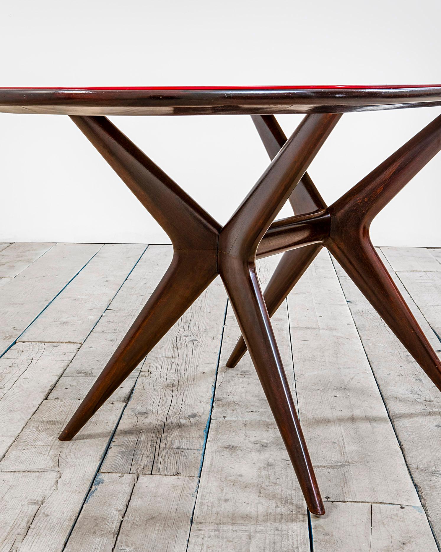 Italian 20th Century Ico Parisi Table in Wood and Glass Produced by Fratelly Rizzi