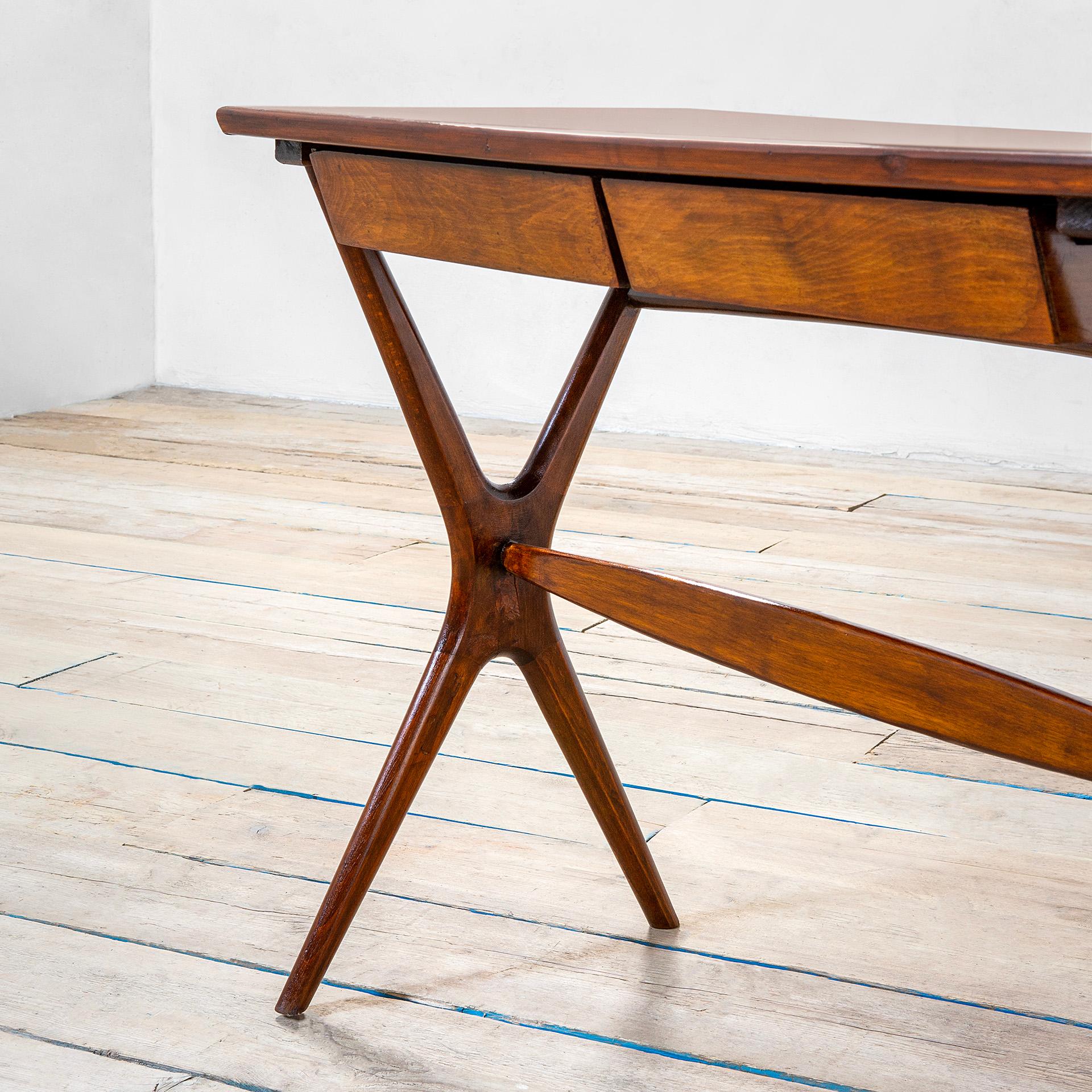 italien 20th Century, Ico Parisi Wooden Writing Desk with Two Drawers, 50s en vente