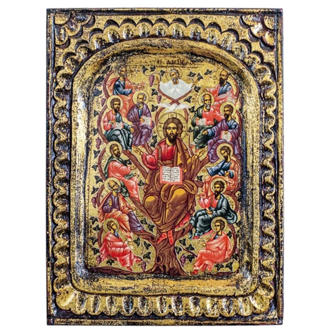 20th Century Icon of Jesus and the Twelve Apostles For Sale