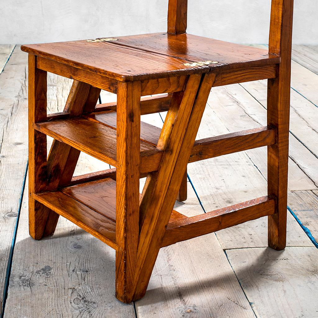 Mid-Century Modern 20th Century Ignazio Gardella 'attr.' Folding Ladder Chair in Wood '50s For Sale